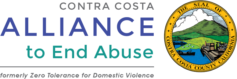 Logotipo de Contra Costa Alliance to End Abuse con sello del condado